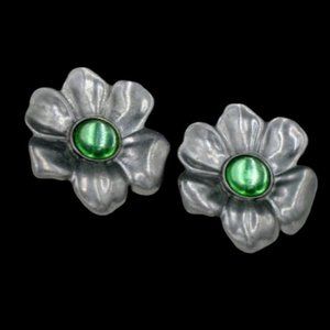 Large Vintage Ben-Amun Green Glass Earrings